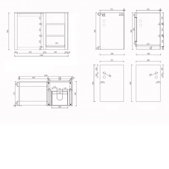 1300MM White Laundry Tub-Plywood Cabinet&Marble Bench with Sink