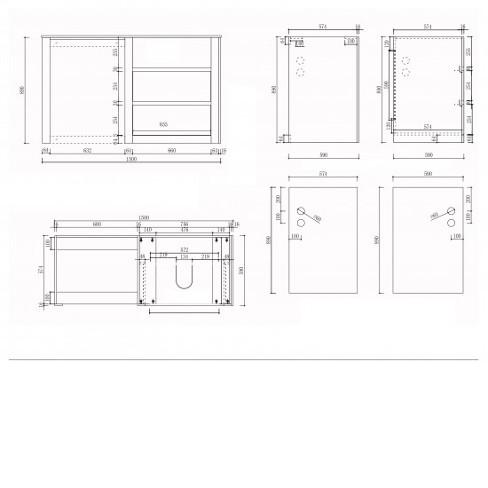 1500MM White Laundry Tub-Plywood Cabinet&Marble Bench with Sink