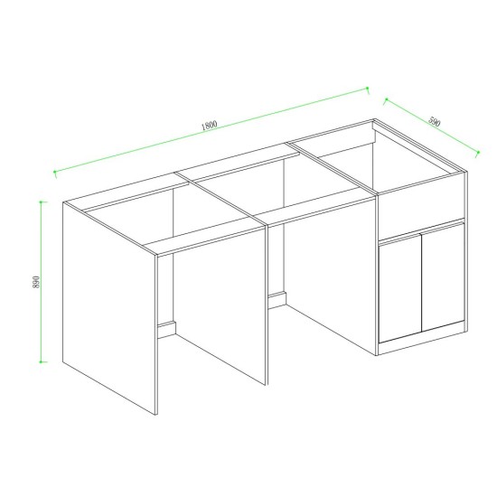 1800mm White Laundry Tub Plywood Cabinet with Engineered Bench & Stainless Steel Sink