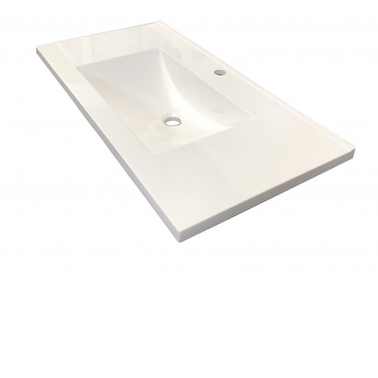 750mm Slim Polymarble Vanity Top Only No Overflow