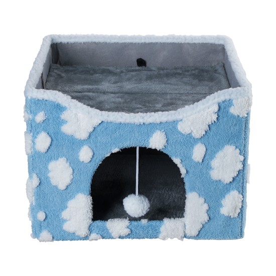 Sky Patter Double-Layer Cat House with Scratching Mat Foldable Enclosed Cat Cave Pet Cube House Nest for Indoor Sky Patter Double-Layer Cat House with Scratching Mat Foldable Enclosed Cat Cave Pet Cube House Nest for Indoor