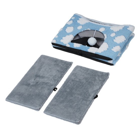 Sky Patter Double-Layer Cat House with Scratching Mat Foldable Enclosed Cat Cave Pet Cube House Nest for Indoor Sky Patter Double-Layer Cat House with Scratching Mat Foldable Enclosed Cat Cave Pet Cube House Nest for Indoor