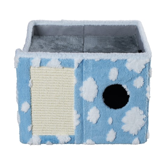 Sky Patter Double-Layer Cat House with Scratching Mat Foldable Enclosed Cat Cave Pet Cube House Nest for Indoor Sky Patter Double-Layer Cat House with Scratching Mat Foldable Enclosed Cat Cave Pet Cube House Nest for Indoor