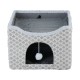Gray Diamond Pattern Double-Layer Cat House with Scratching Mat Foldable Enclosed Cat Cave Pet Cube House Nest for Indoor Gray Diamond Pattern Double-Layer Cat House with Scratching Mat Foldable Enclosed Cat Cave Pet Cube House Nest for Indoor
