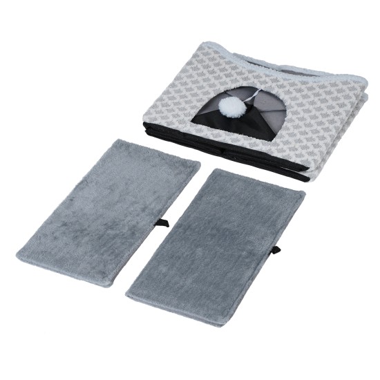 Gray Diamond Pattern Double-Layer Cat House with Scratching Mat Foldable Enclosed Cat Cave Pet Cube House Nest for Indoor Gray Diamond Pattern Double-Layer Cat House with Scratching Mat Foldable Enclosed Cat Cave Pet Cube House Nest for Indoor