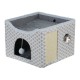 Gray Diamond Pattern Double-Layer Cat House with Scratching Mat Foldable Enclosed Cat Cave Pet Cube House Nest for Indoor Gray Diamond Pattern Double-Layer Cat House with Scratching Mat Foldable Enclosed Cat Cave Pet Cube House Nest for Indoor