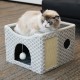 Gray Diamond Pattern Double-Layer Cat House with Scratching Mat Foldable Enclosed Cat Cave Pet Cube House Nest for Indoor Gray Diamond Pattern Double-Layer Cat House with Scratching Mat Foldable Enclosed Cat Cave Pet Cube House Nest for Indoor