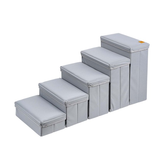 5 Steps Foldable Storage Stairs Steps For Small Dogs, Cat,Pet Climbing Ladder, Suitable For High Beds Couch Sofa