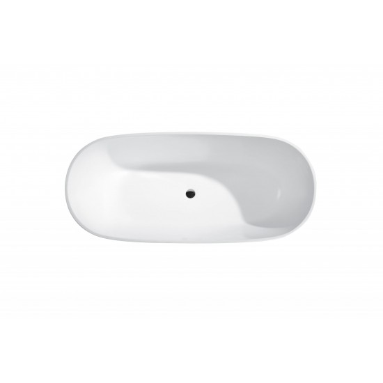 1500x820x580mm Matt White Oval Bathtub Freestanding Acrylic Apron Bath Tub
