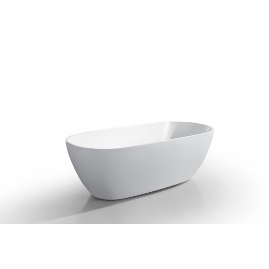 1500x820x580mm Matt White Oval Bathtub Freestanding Acrylic Apron Bath Tub