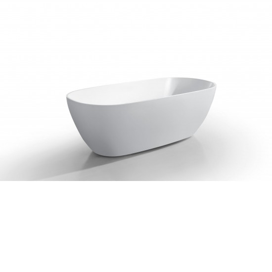 1500x820x580mm Matt White Oval Bathtub Freestanding Acrylic Apron Bath Tub