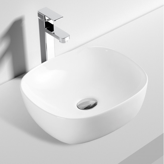 370x370x115mm Bathroom Square Above Counter White Ceramic Wash Basin