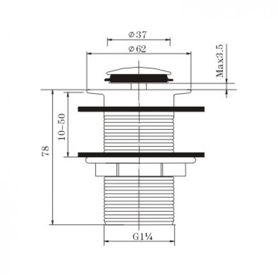 Chrome 32/40mm Solid Brass Basin Pop Up Waste with NO Overflow