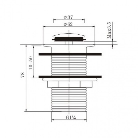 32/40mm Brushed Nickel Solid Brass Basin Pop Up Waste NO Overflow