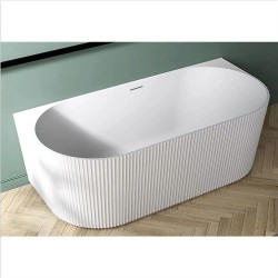 1500x750x580mm Flutted V-Groove Back To Wall Bathtub Acrylic Gloss White Bath Tub