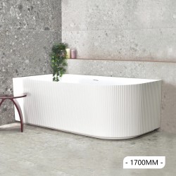 1700x800x580mm Flutted V-Groove Left Corner Bathtub Acrylic Gloss White Bath Tub