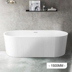 1500x750x580mm Flutted V-Groove Bathtub Freestanding Acrylic Apron Gloss White Bath Tub 1500x750x580mm Flutted V-Groove Bathtub Freestanding Acrylic Apron Gloss White Bath Tub