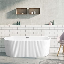 1700x800x580mm Flutted V-Groove Bathtub Freestanding Acrylic Apron Gloss White Bath Tub 1700x800x580mm Flutted V-Groove Bathtub Freestanding Acrylic Apron Gloss White Bath Tub