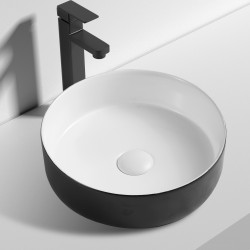 355*355*120mm Bathroom Round Above Counter Black&Gloss White Ceramic Wash Basin 355*355*120mm Bathroom Round Above Counter Black&Gloss White Ceramic Wash Basin