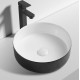 355*355*120mm Bathroom Round Above Counter Black&Gloss White Ceramic Wash Basin