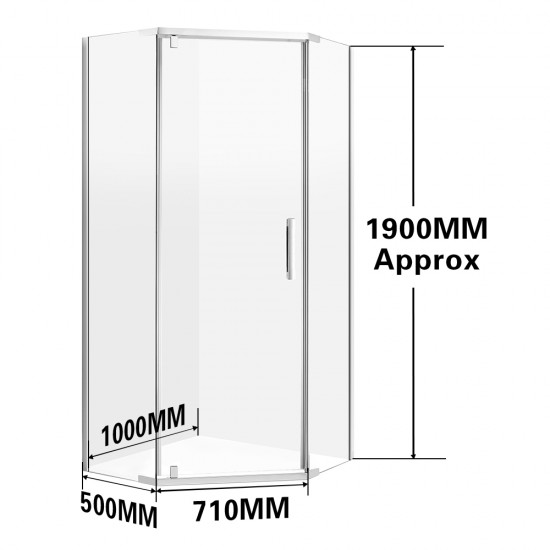 1000*1000*1900mm Diamond Shower Glass Door and Return Only