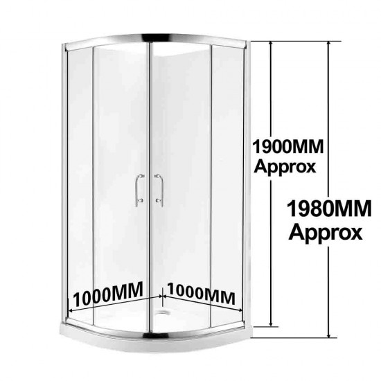 1000*1000mm*1900mm 2-Panel Sliding Door Round Shower Box