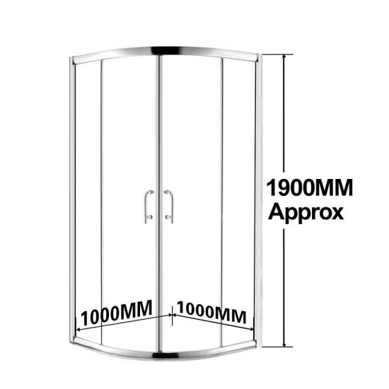 1000*1000*1900mm Round Sliding Shower Glass Door and Return Only