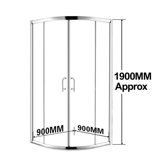 900*900*1900mm Round Sliding Shower Glass Door and Return Only