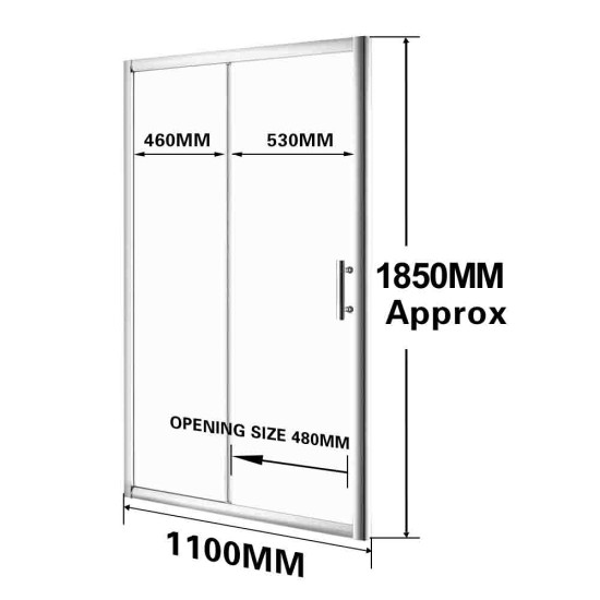 Shower Glass Door Only 1100*1850mm Sliding