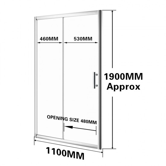Shower Glass Door Only 1100*1900mm Sliding