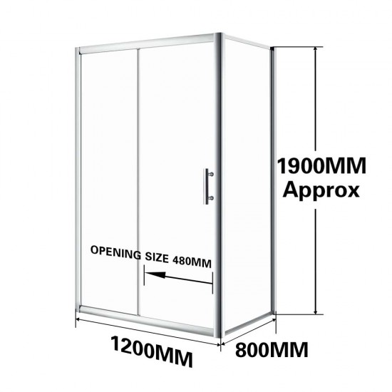 1200*800*1900mm Sliding Shower Glass Door and Return Only