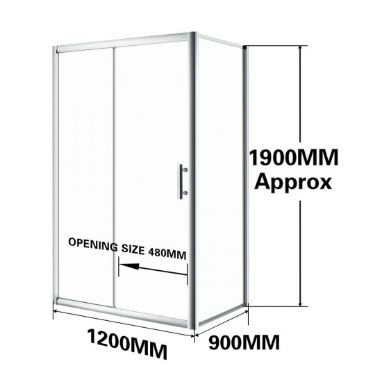 1200*900*1900mm Sliding Shower Glass Door and Return Only