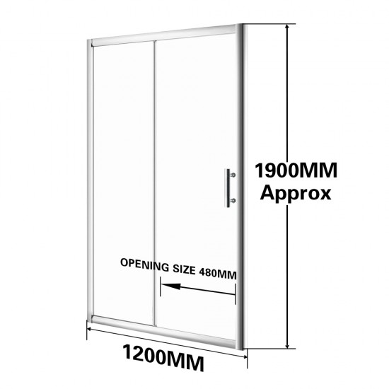 Shower Glass Door Only 1200*1900mm Sliding