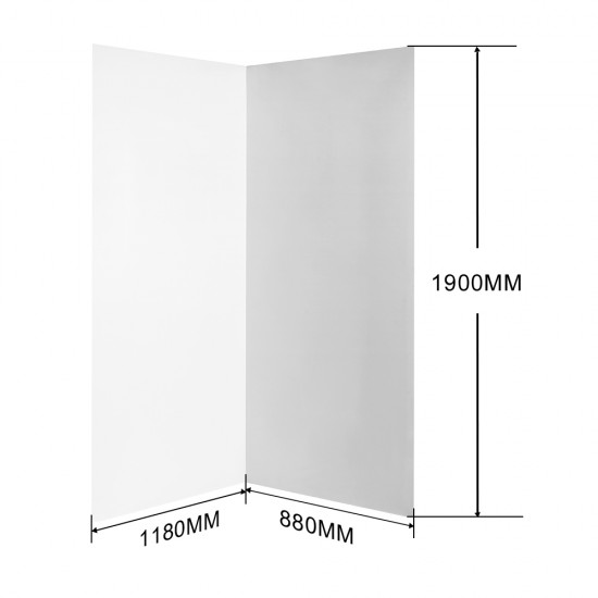 2 Sides 1200*900*1900mm Acrylic Shower Wall Liner