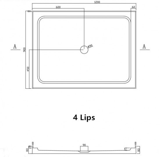 1200x900mm Rectangle Shower Tray Center/Side Waste