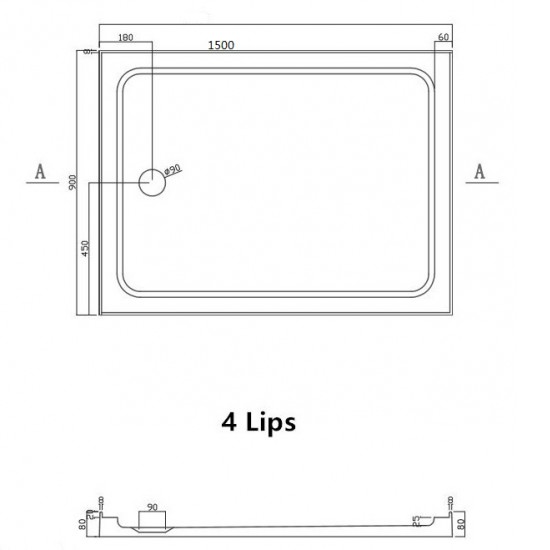 1500x900mm Rectangle Shower Tray