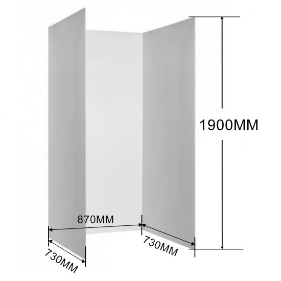 3 Sides 750*900*750mm 1900mm Height Acrylic Shower Wall Liner