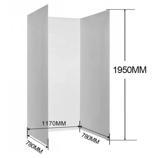 3 Sides 800*1200*800mm 1950mm Height Acrylic Shower Wall Liner 3 Sides 800*1200*800mm 1950mm Height Acrylic Shower Wall Liner