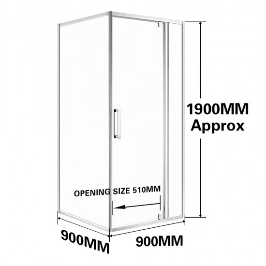 900*900*1900mm Swing Shower Glass Door and Return Only
