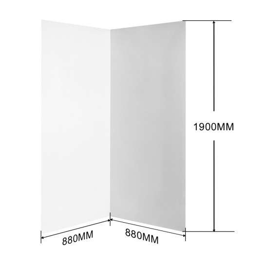 2 Sides 900*900*1900mm Acrylic Shower  Wall Liner