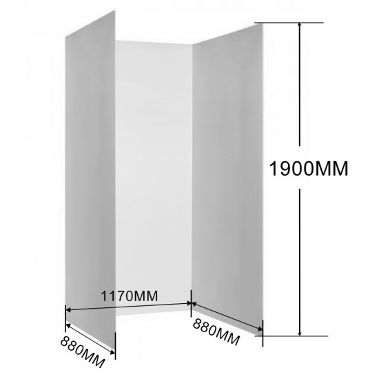 3 Sides 900*1200*900mm 1900mm Height Acrylic Shower Wall Liner