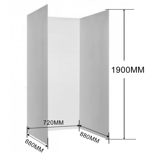 3 Sides 900*750*900mm 1900mm Height Acrylic Shower Wall Liner