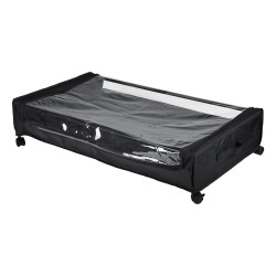 2 PCS Under Bed Storage Containers with Wheels with Clear Lids Rolling Trolley Box Organizer for Shoes Clothes Blankets Black