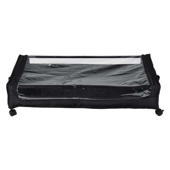 2 PCS Under Bed Storage Containers with Wheels with Clear Lids Rolling Trolley Box Organizer for Shoes, Clothes, Blankets Black 2 PCS Under Bed Storage Containers with Wheels with Clear Lids Rolling Trolley Box Organizer for Shoes, Clothes, Blankets Black