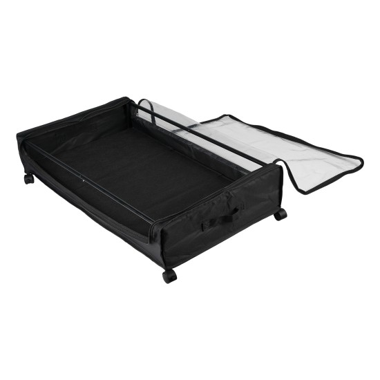 2 PCS Under Bed Storage Containers with Wheels with Clear Lids Rolling Trolley Box Organizer for Shoes, Clothes, Blankets Black 2 PCS Under Bed Storage Containers with Wheels with Clear Lids Rolling Trolley Box Organizer for Shoes, Clothes, Blankets Black