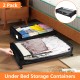 2 PCS Under Bed Storage Containers with Wheels with Clear Lids Rolling Trolley Box Organizer for Shoes, Clothes, Blankets Black