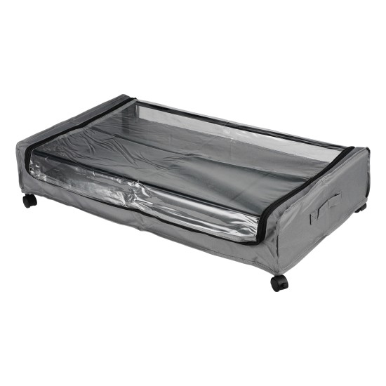 2 PCS Under Bed Storage Containers with Wheels with Clear Lids Rolling Trolley Box Organizer for Shoes, Clothes, Blankets Grey 2 PCS Under Bed Storage Containers with Wheels with Clear Lids Rolling Trolley Box Organizer for Shoes, Clothes, Blankets Grey