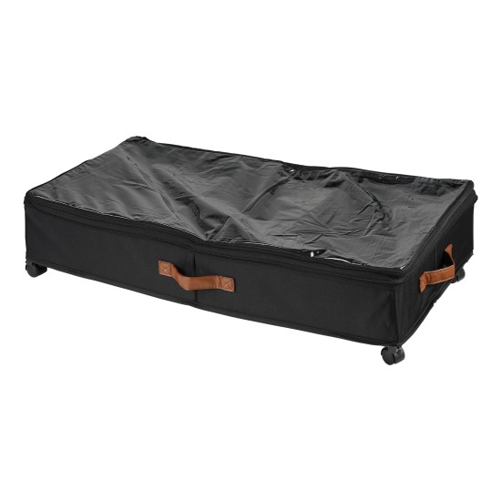 Height Adjustable Under Bed Storage Containers with Wheels Visible Cover Rolling Trolley Box Organizer for Shoes, Clothes, Blankets Black Height Adjustable Under Bed Storage Containers with Wheels Visible Cover Rolling Trolley Box Organizer for Shoes, Clothes, Blankets Black