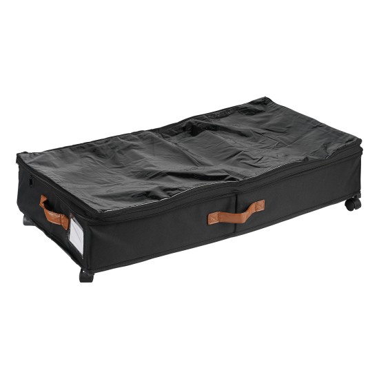 Height Adjustable Under Bed Storage Containers with Wheels Visible Cover Rolling Trolley Box Organizer for Shoes, Clothes, Blankets Black Height Adjustable Under Bed Storage Containers with Wheels Visible Cover Rolling Trolley Box Organizer for Shoes, Clothes, Blankets Black