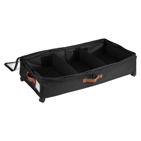 Height Adjustable Under Bed Storage Containers with Wheels Visible Cover Rolling Trolley Box Organizer for Shoes, Clothes, Blankets Black Height Adjustable Under Bed Storage Containers with Wheels Visible Cover Rolling Trolley Box Organizer for Shoes, Clothes, Blankets Black